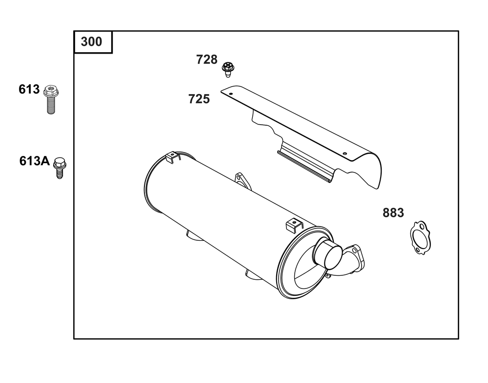 Exhaust Group Diagram and Parts List for 61E377-0149-J1 400000 - 699999 Briggs and Stratton Engine